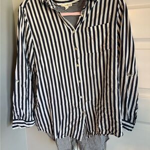 Jane and Delancey Navy and White Striped Shirt